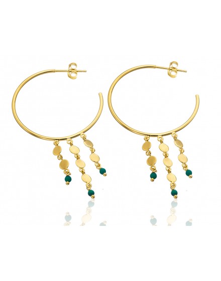 Pendiente aro turquesas