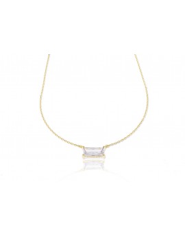 Gargantilla en plata color oro con circonita en talla baguette