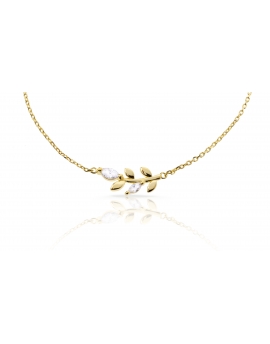 Gargantilla en plata de Hojas y brillantes