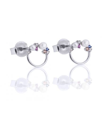 Perndientes en plata de círculo con piedrecitas