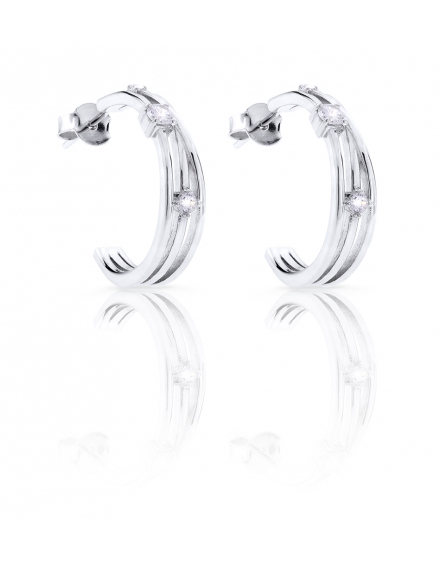 Pendientes plato medio aro con circonitas salteadas